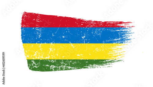 Mauritius Flag Designed in Brush Strokes and Grunge Texture