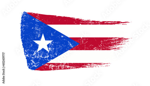 Puerto Rico Flag Designed in Brush Strokes and Grunge Texture