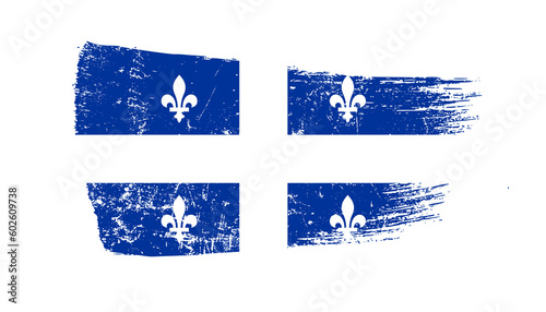 Quebec Flag Designed in Brush Strokes and Grunge Texture