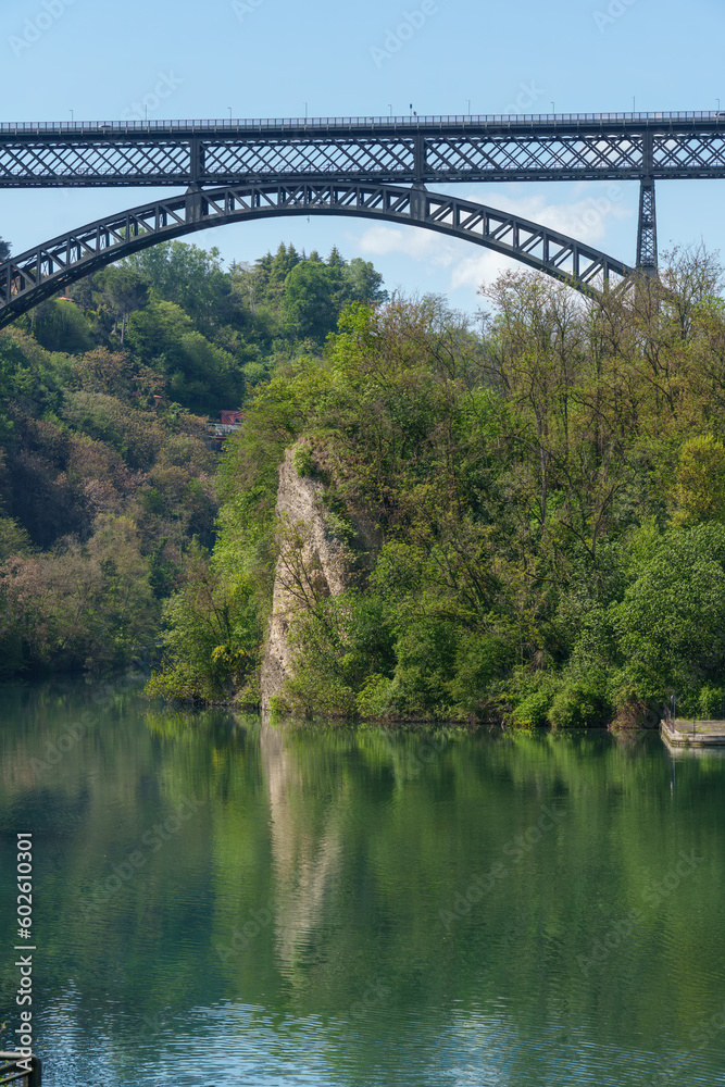 Iron bridge over Adda river at Paderno