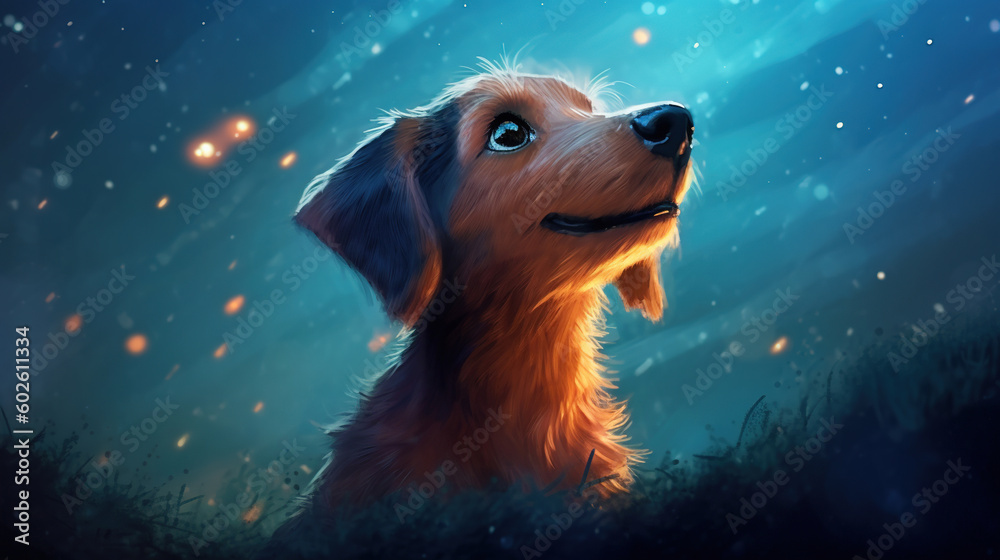 Cute dog looking at the sky