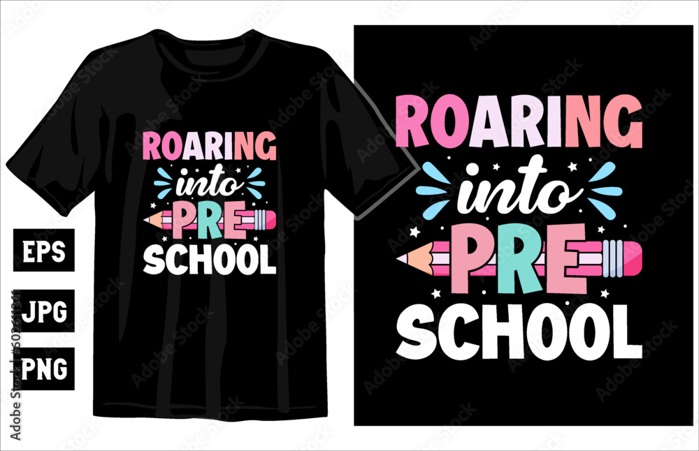 Fototapeta premium Back to school t-shirt vector graphic, Hello Kindergarten T-Shirt