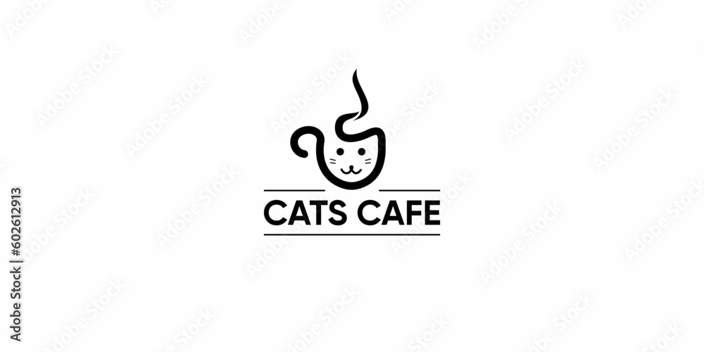Cats cafe or cats coffee logo design, vector, illustration EPS 10 Cats cafe or cats coffee logo design, vector, illustration EPS 10