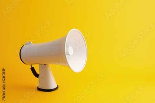  Megaphone on yellow background, advertising and promotion concept, digital illustration. Generative AI