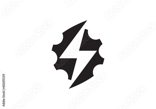 gear with lightning logo design. simple creative repair electronic symbol vector.