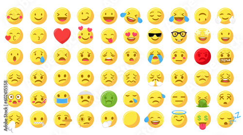 Set of emoticon icons. Emoji smile in cartoon style