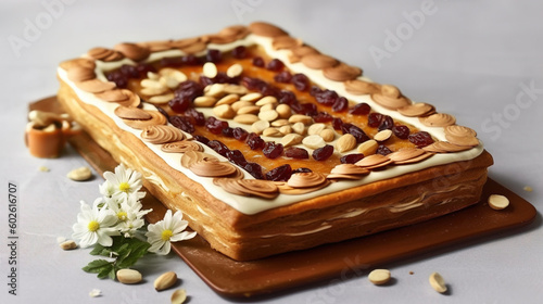 Traditional Polish mazurek cake, generative AI photo
