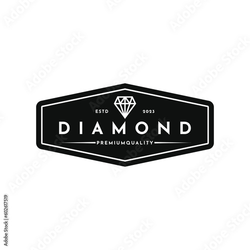 Vintage retro diamond logo design with hipster drawing style
