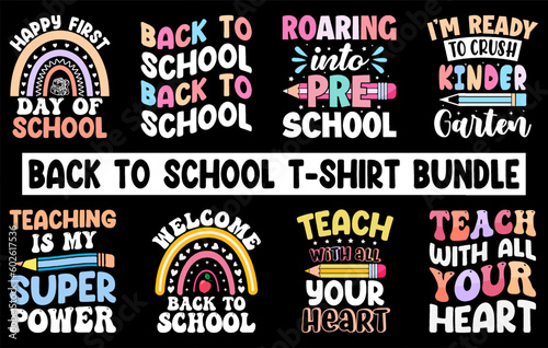 Back to school t-shirt bundle vector, Hello Kindergarten T-Shirt set