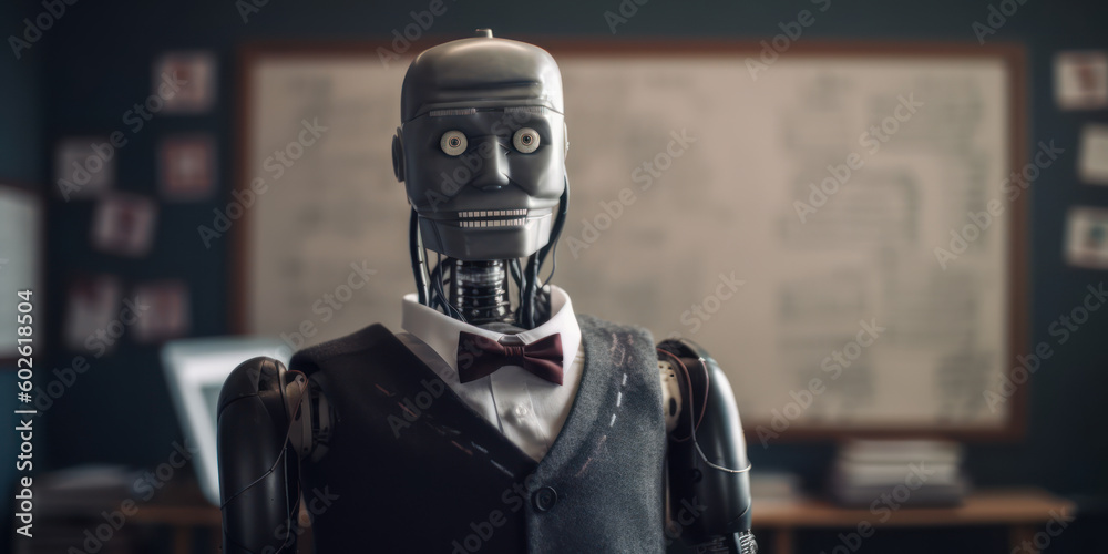 Future of Education: Humanoid AI Robot Teacher Leading the Class. Generative AI. Future of Education: Humanoid AI Robot Teacher Leading the Class. Generative AI.