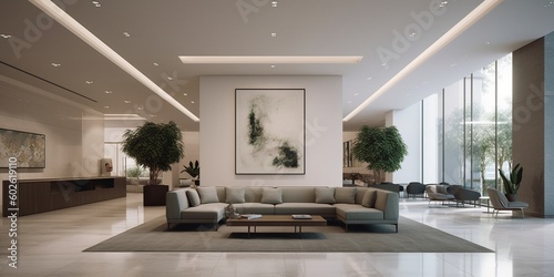 Slika na platnu Elegant Modern Lobby Interior Design AI Generated