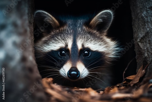 Curious raccoon peering into the camera © Suplim