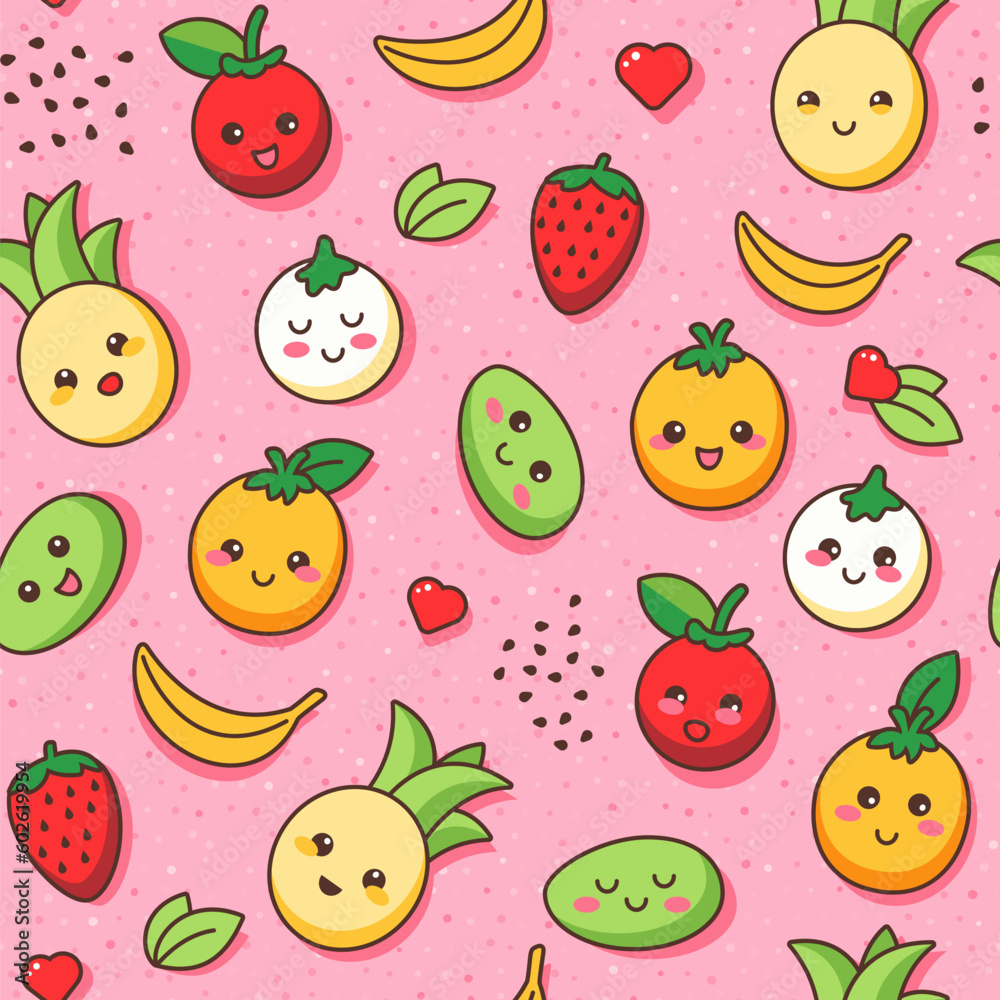 Joyful and bright summer pattern with juicy tropical fruits. Joyful and bright summer pattern with juicy tropical fruits.