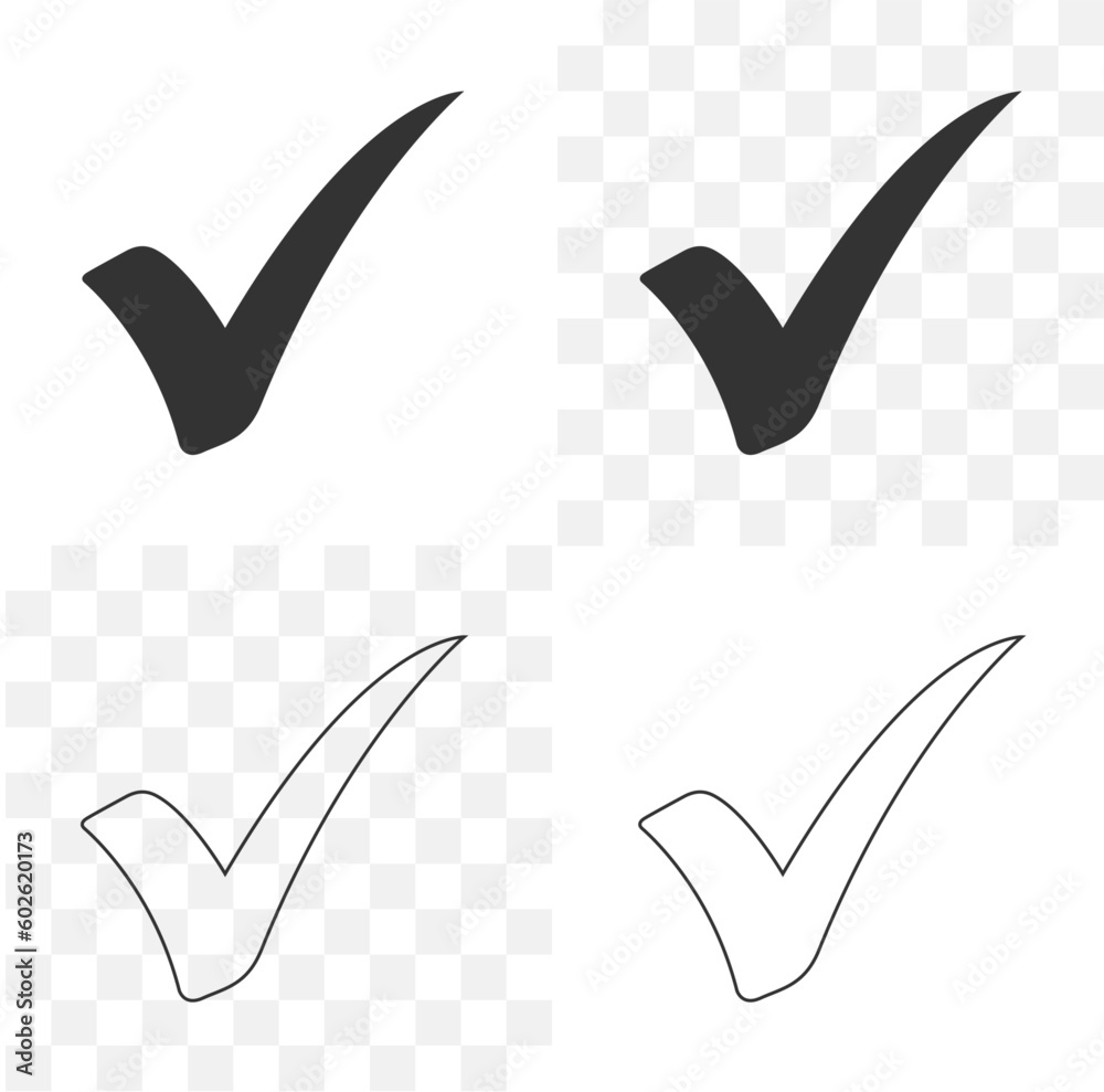 Check mark icon with easy editable line art style. Vector stock illustration. Check mark icon with easy editable line art style. Vector stock illustration.