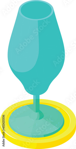 Wine degustation icon isometric vector. New empty wine glass on round base icon. Viticulture, winemaking, tasting