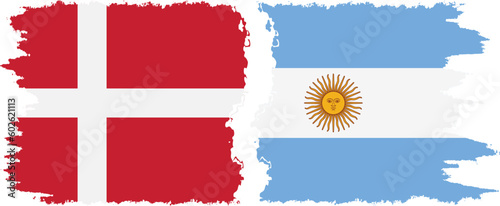 Argentina and Denmark grunge flags connection vector