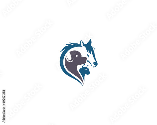 Pet Horse, Dog And Cat Animal Lover Logo Design Modern Vector