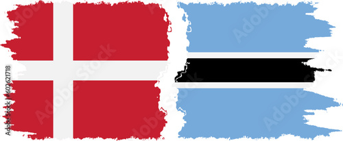 Botswana and Denmark grunge flags connection vector