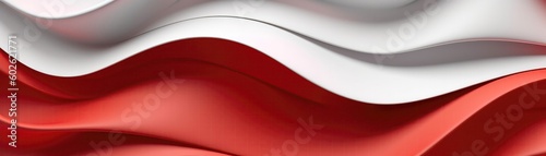 Texture Red White Paper Strict Smooth Curves Minimal Style Panoramic Banner. Generative AI