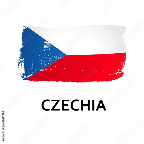 National symbols - flag of Czechia isolated on white background. Hand-drawn illustration. Flat style. 
