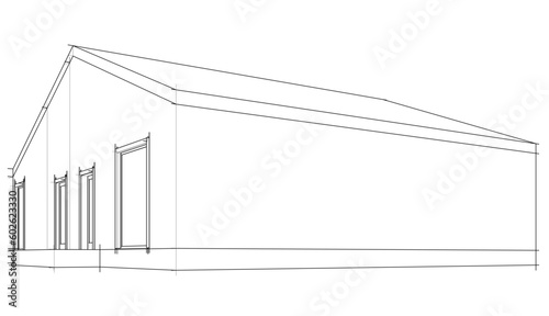 Architecture building 3d drawing vector illustration