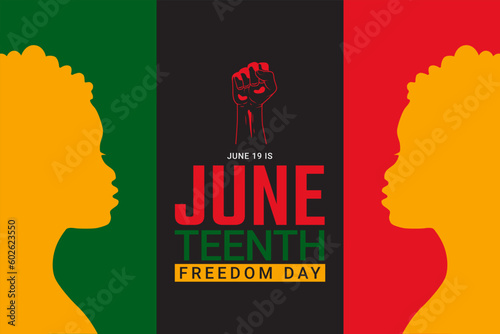 Juneteenth Freedom Day Background design. Poster or banner with people, Juneteenth and copy space. 19 June. Vector Illustration