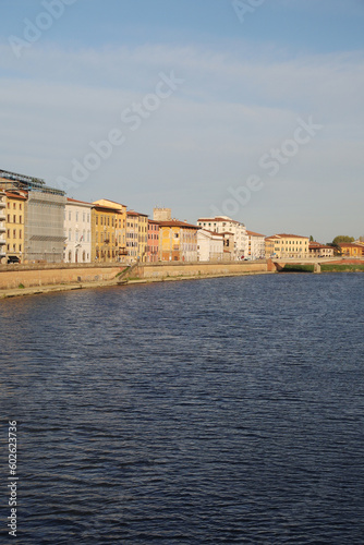 Old houses at the Arno river in Pisa, Italy