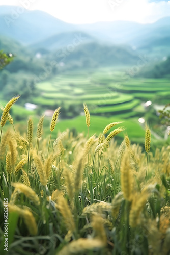 Xiaoman solar term outdoor labor harvesting wheat rural scenery illustration