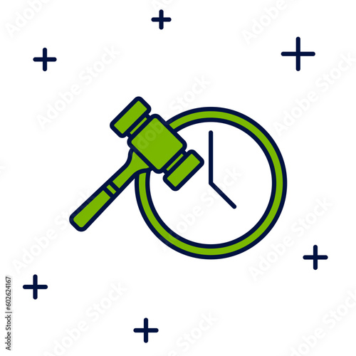 Filled outline Auction hammer icon isolated on white background. Gavel - hammer of judge or auctioneer. Bidding process, deal done. Auction bidding. Vector