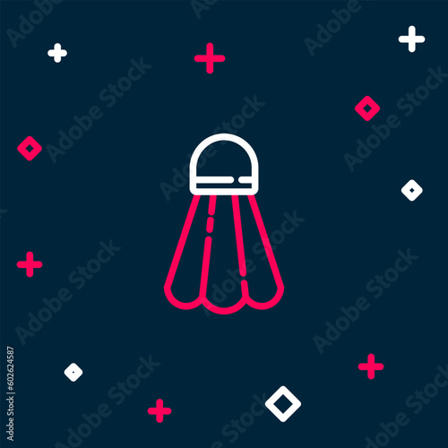 Line Badminton shuttlecock icon isolated on blue background. Sport equipment. Colorful outline concept. Vector