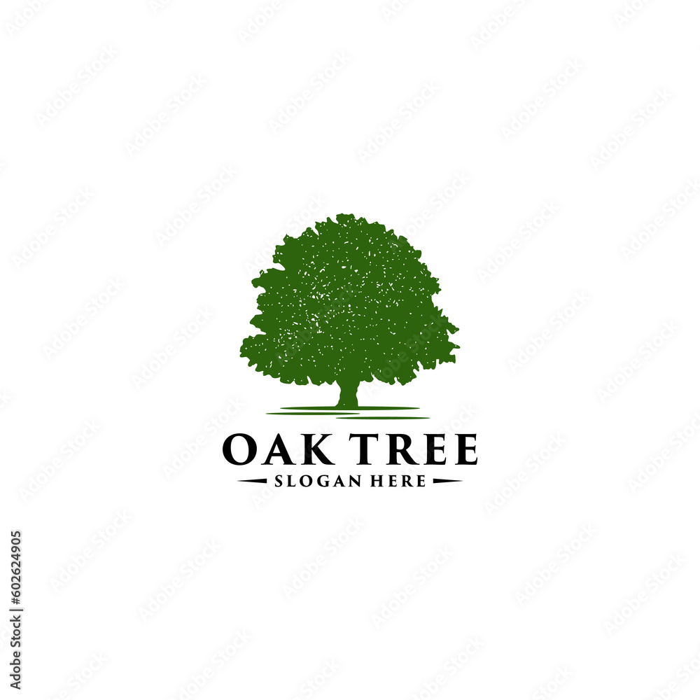 oak tree logo template vector in white background