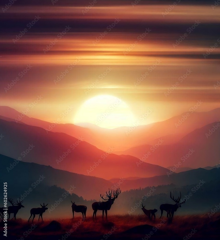  deer and sunset