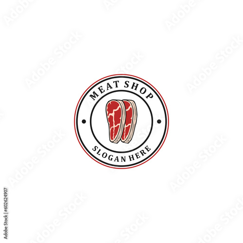 meat shop logo template vector in white background