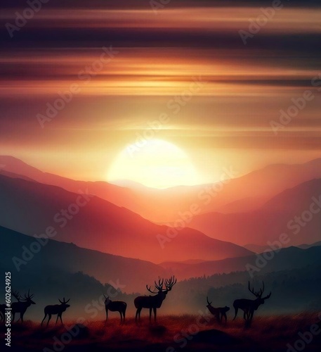  deer and sunset