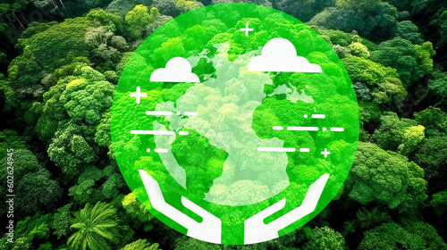 drone view of lush green rainforest esg concept