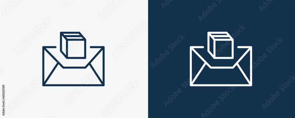 air mail icon. Outline air mail icon from delivery and logistics collection. linear vector isolated on white and dark blue background. Editable air mail symbol. air mail icon. Outline air mail icon from delivery and logistics collection. linear vector isolated on white and dark blue background. Editable air mail symbol.