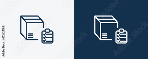 delivery list icon. Outline delivery list icon from delivery and logistics collection. linear vector isolated on white and dark blue background. Editable delivery list symbol.
