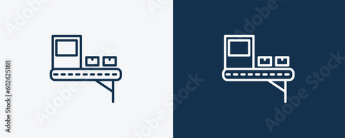 delivery x ray icon. Outline delivery x ray icon from delivery and logistics collection. linear vector isolated on white and dark blue background. Editable delivery x ray symbol.