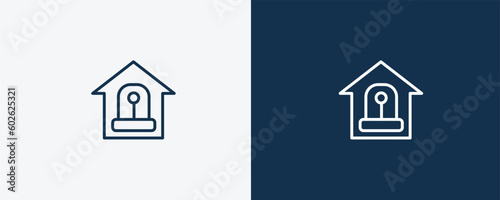 burglar alarm icon. Outline burglar alarm icon from electronic device and stuff collection. linear vector isolated on white and dark blue background. Editable burglar alarm symbol.