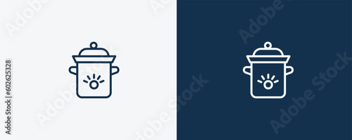 crock-pot icon. Outline crock-pot icon from electronic device and stuff collection. linear vector isolated on white and dark blue background. Editable crock-pot symbol.