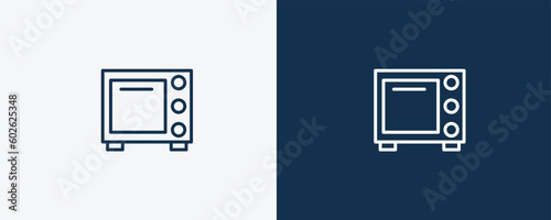 convection oven icon. Outline convection oven icon from electronic device and stuff collection. linear vector isolated on white and dark blue background. Editable convection oven symbol.