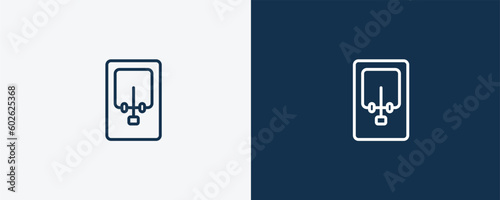 mousetrap icon. Outline mousetrap icon from electronic device and stuff collection. linear vector isolated on white and dark blue background. Editable mousetrap symbol.