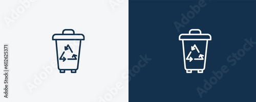 trash compactor icon. Outline trash compactor icon from electronic device and stuff collection. linear vector isolated on white and dark blue background. Editable trash compactor symbol.