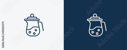 percolator icon. Outline percolator icon from electronic device and stuff collection. linear vector isolated on white and dark blue background. Editable percolator symbol.