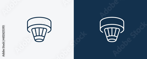 smoke detector icon. Outline smoke detector icon from electronic device and stuff collection. linear vector isolated on white and dark blue background. Editable smoke detector symbol.