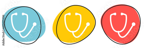 Button Banner für Website oder Business: Stethoskop, Medizin oder Gesundheit photo