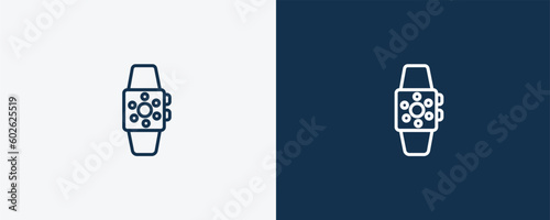 smartwatch icon. Outline smartwatch icon from electronic device and stuff collection. linear vector isolated on white and dark blue background. Editable smartwatch symbol.