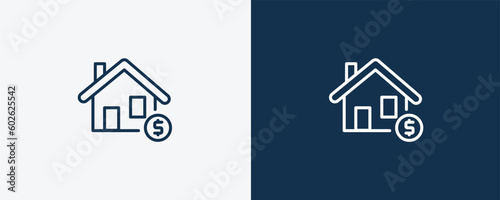 realtor icon. Outline realtor icon from real estate industry collection. Linear vector isolated on white and dark blue background. Editable realtor symbol.