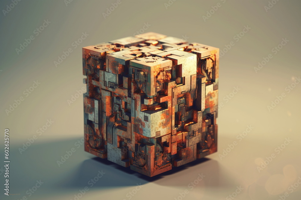 Obraz premium The Intricate Beauty of an Artistic Cube Creation - Generative Ai