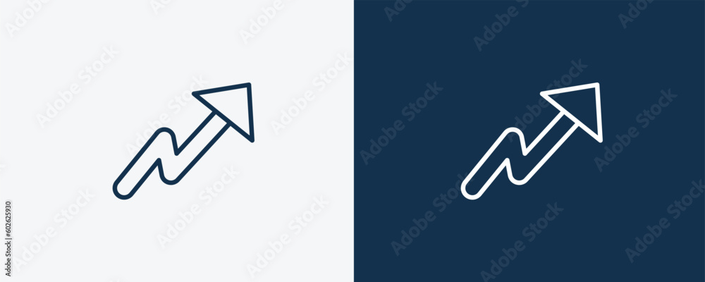© Abstract - trending icon. Outline trending icon from social media marketing collection. Linear vector isolated on white and dark blue background. Editable trending symbol.